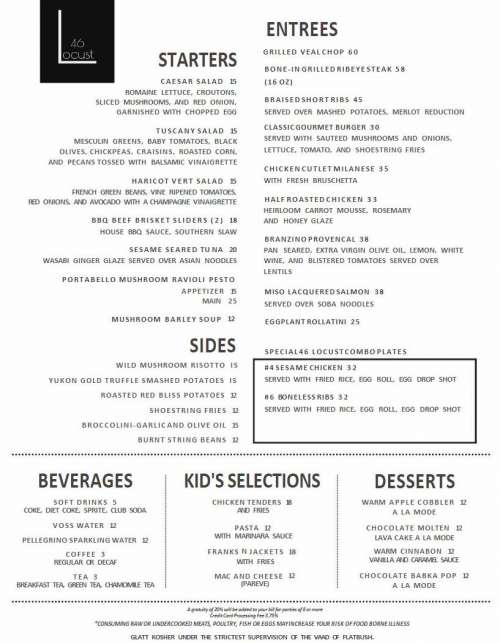 46 Locust menu in Cedarhurst, New York, USA