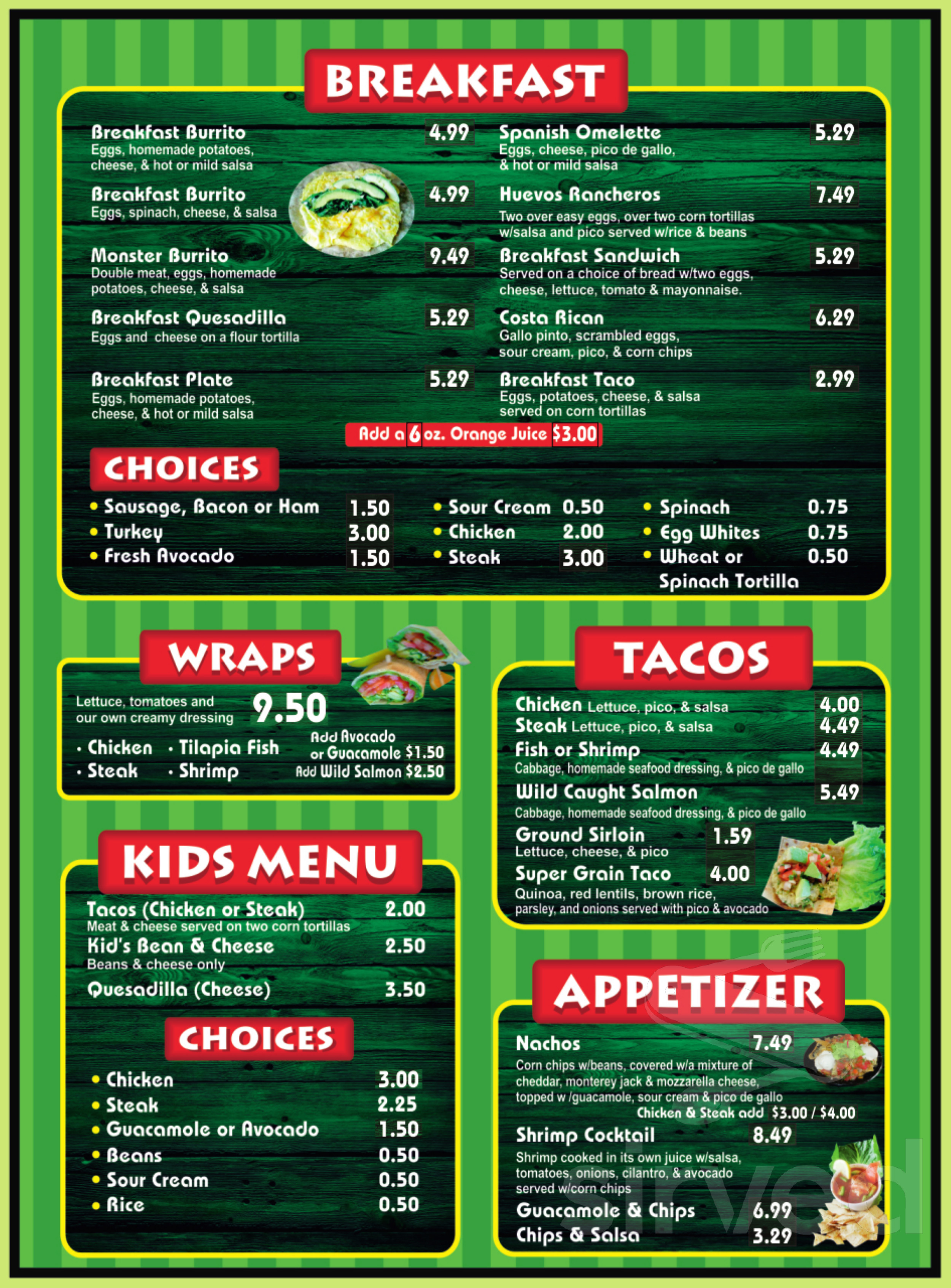 Taco Deli menu in La Cañada Flintridge, California, USA