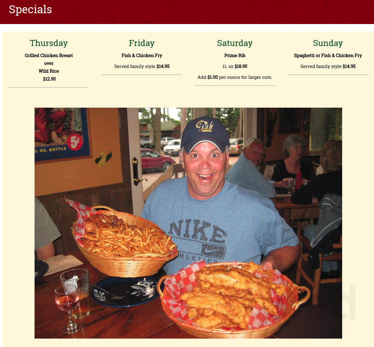 Menu for Pine Ridge in Stone Lake, WI | Sirved