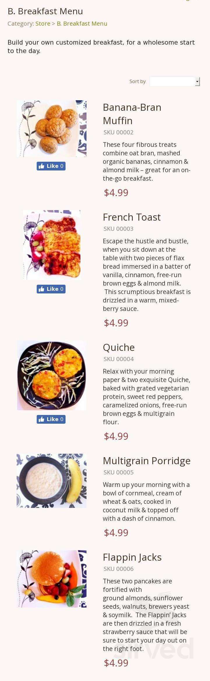 Veggie D'Light menu in Toronto, Ontario