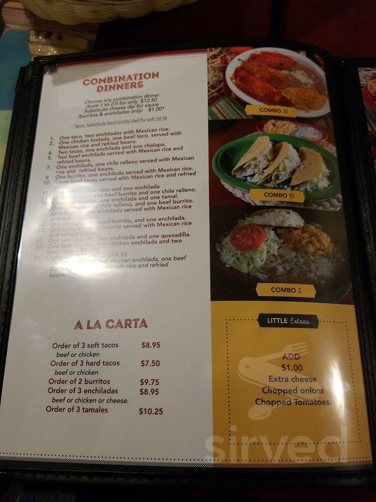 Menu - Mt Laurel Township NJ's Cocina Azteca | Sirved