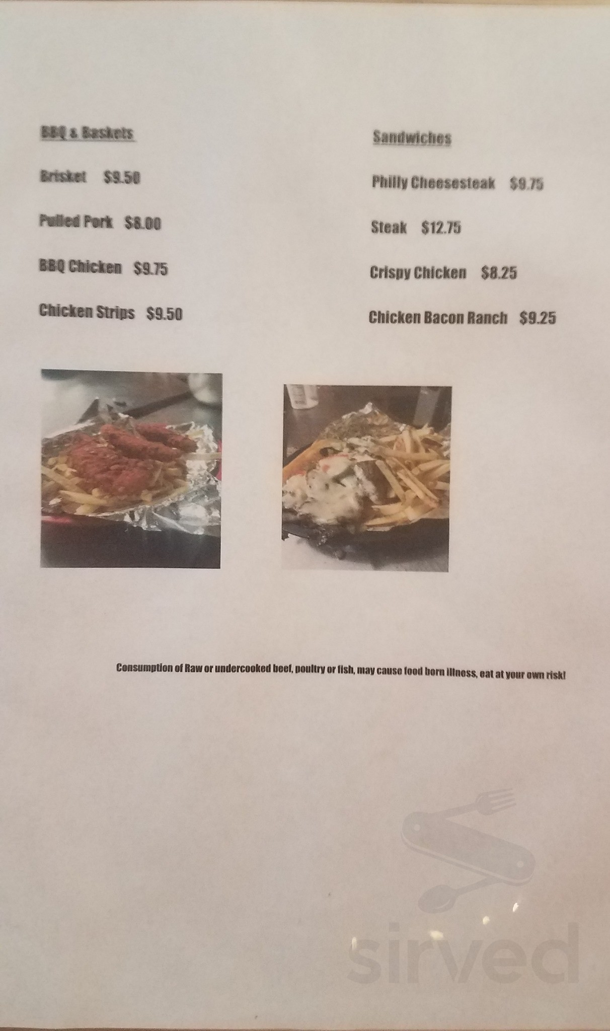 Montana Club menu in Shelby, Montana, USA