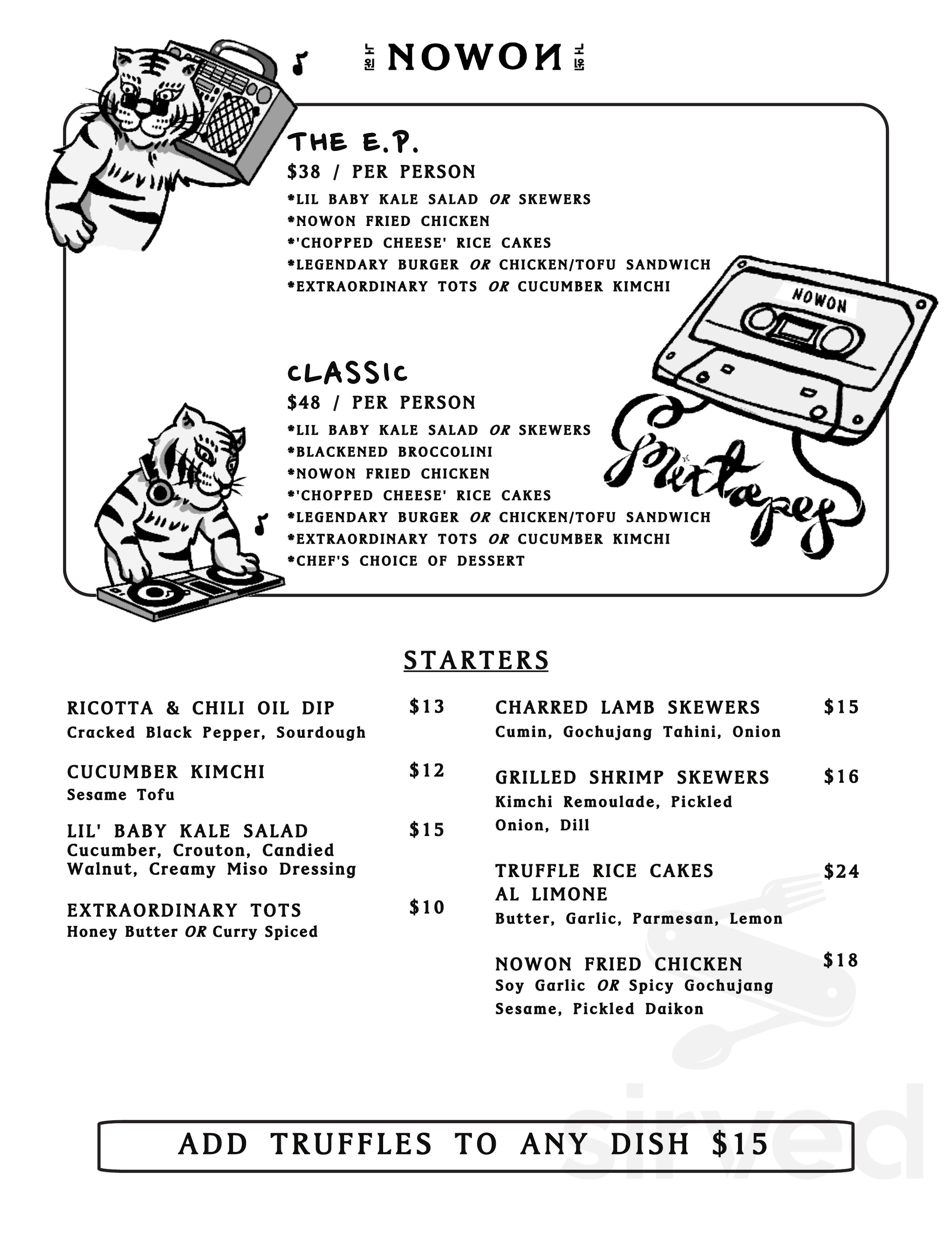 Menu for Nowon in New York, NY | Sirved