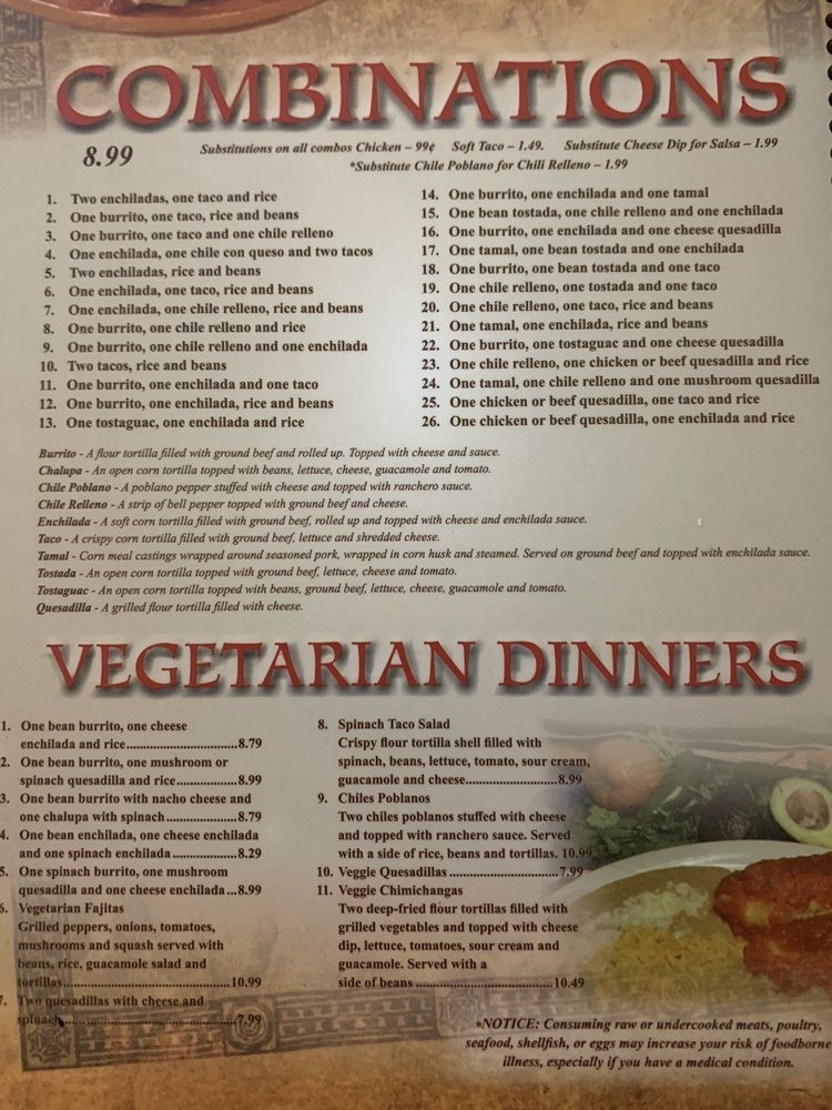 MI RANCHO MEXICAN RESTAURANT menu in Wagener, South Carolina, USA