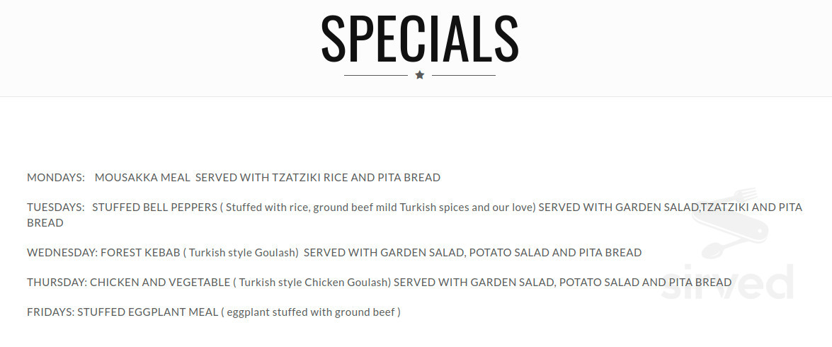 Mythpoint specials menu in Westlake Village, California
