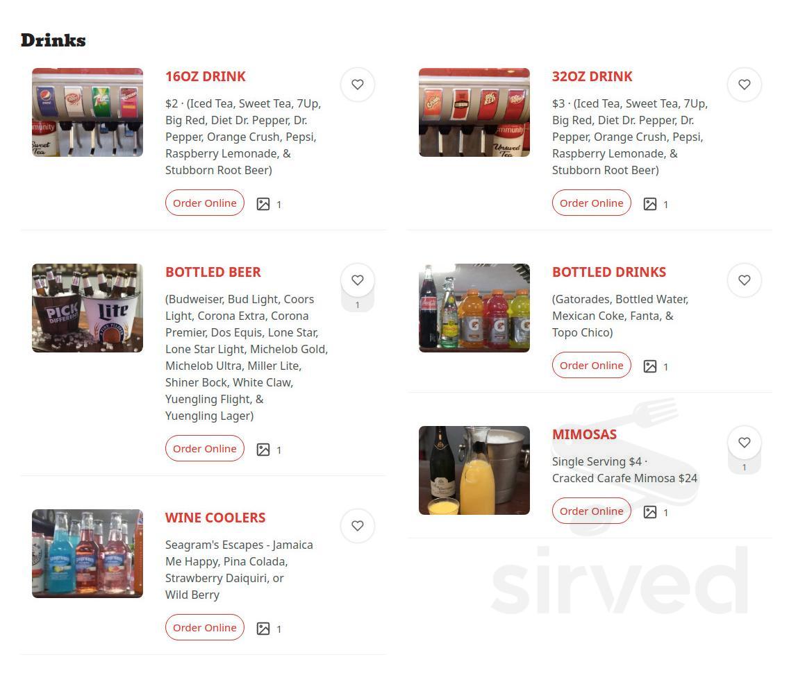 The Cracked Crab menu in Victoria, Texas, USA