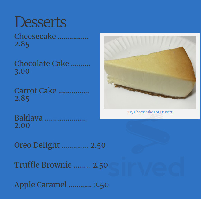 Cherry Brook Pizza & Grocery dessert menu in Canton, Connecticut