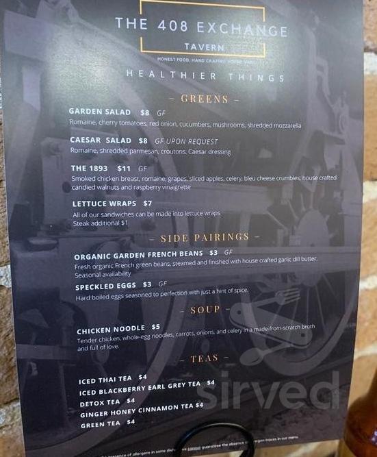 408 Exchange menu in Windsor, Colorado, USA