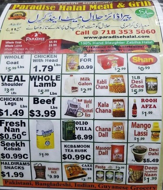 Paradise Halal Meat & Grocery menu in Queens, New York, USA