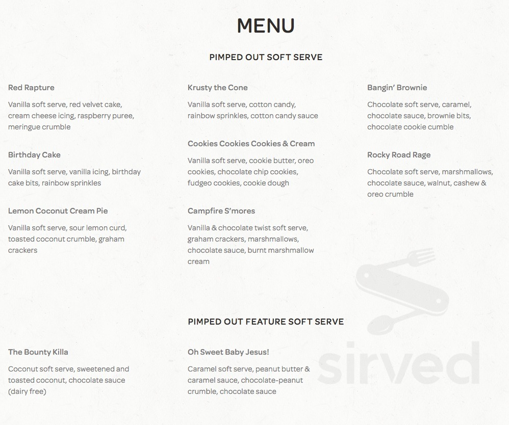 Sweet Jesus menu in Waterloo, Ontario, Canada