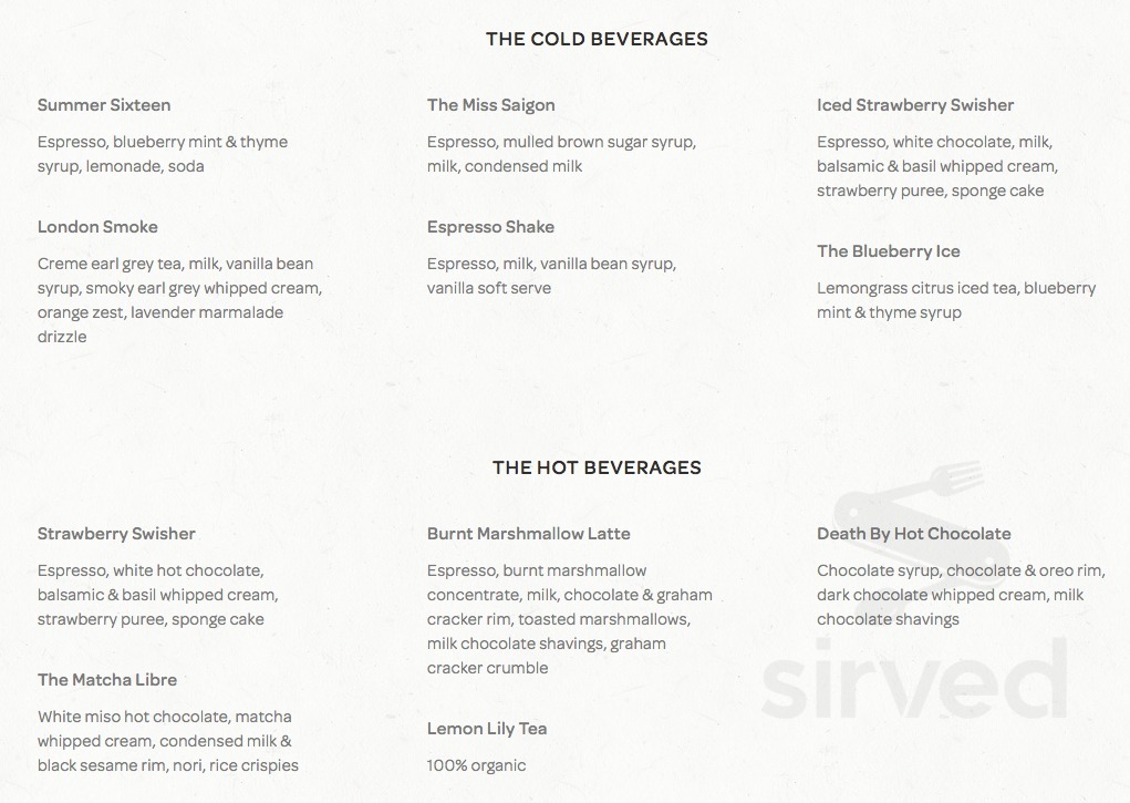 Sweet Jesus menu in Waterloo, Ontario, Canada