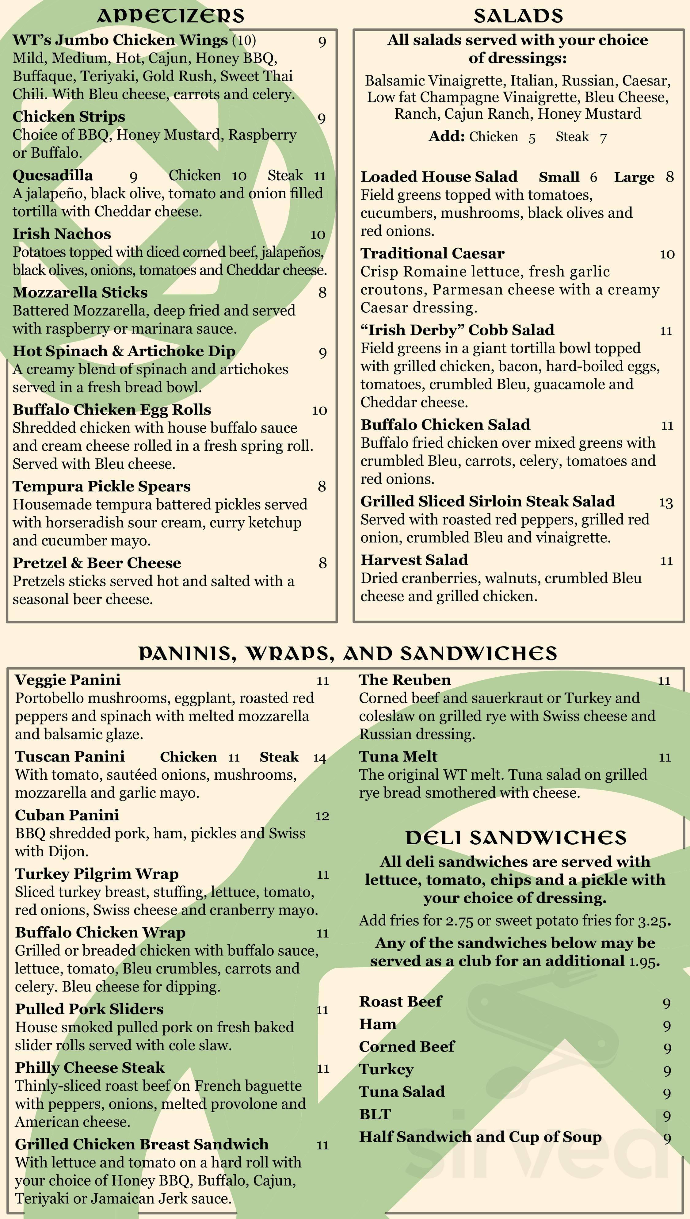 Washington Tavern menu in Albany, New York, USA