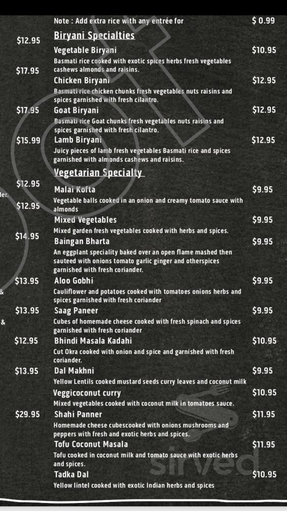 Chef India menu in Lawton, Oklahoma, USA