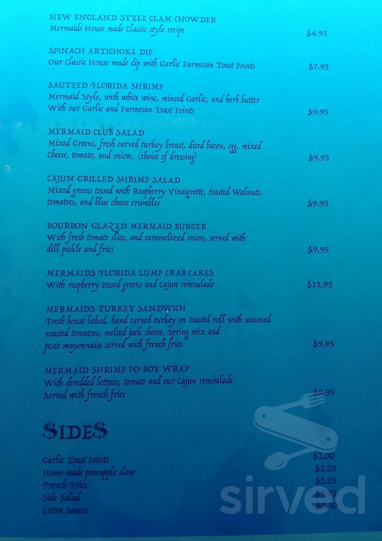 Menu - Hudson FL's Mermaid Lounge & Eatery | Sirved