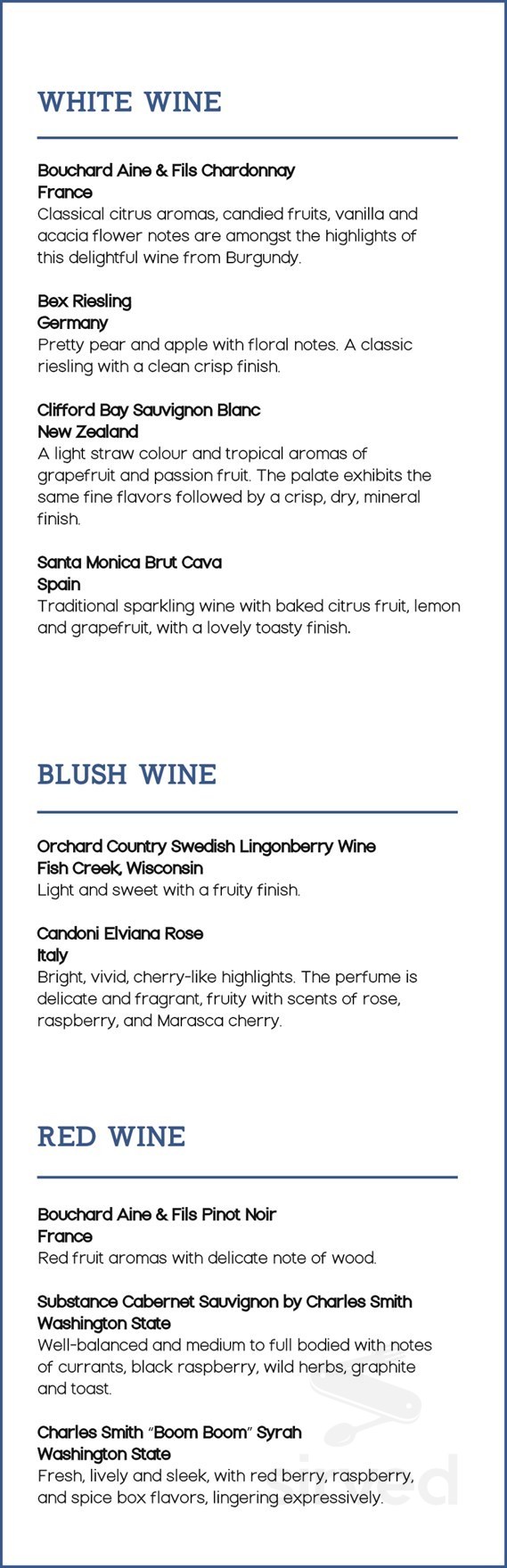 Al Johnson's Swedish Restaurant & Butik drink menu in Sister Bay, Wisconsin