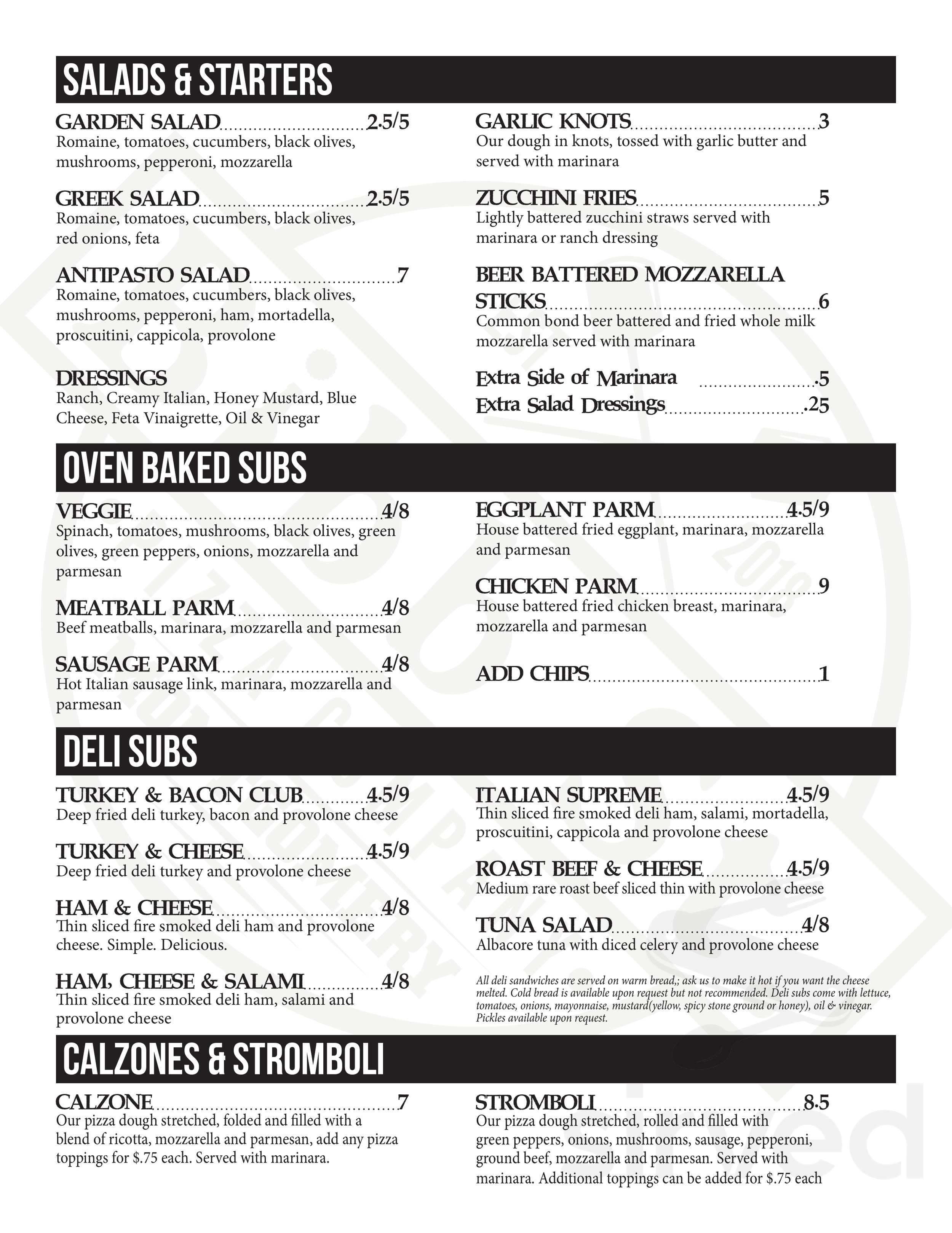 Bibbs Menu Menu for Bibb Street Pizza Company in Montgomery, AL | Sirved