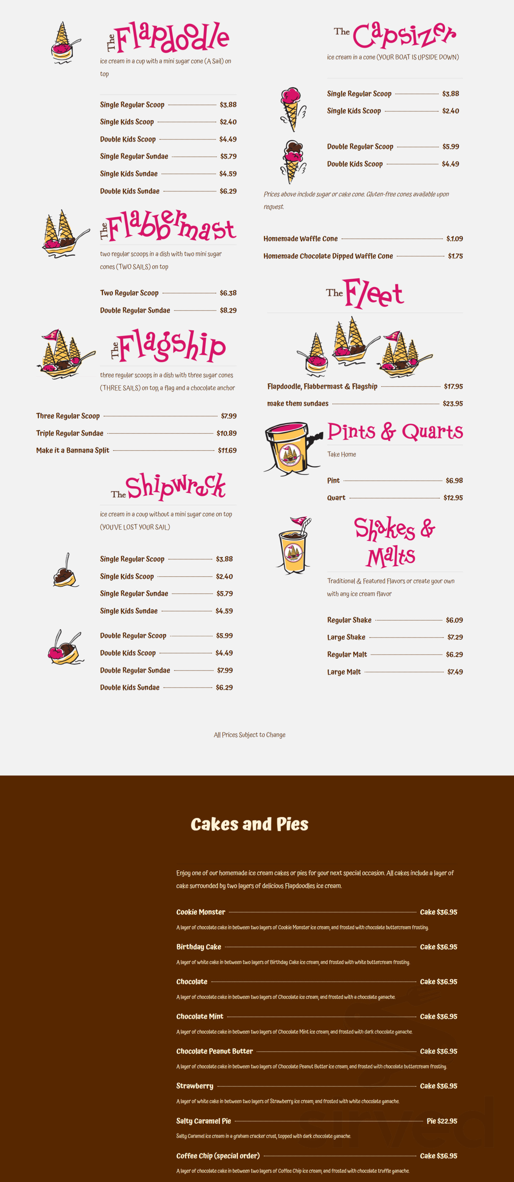 Menu - Rochester MN's Flapdoodles Ice Cream | Sirved