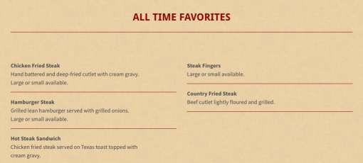 Menu for Beefmaster Steakhouse in Ballinger, TX | Sirved