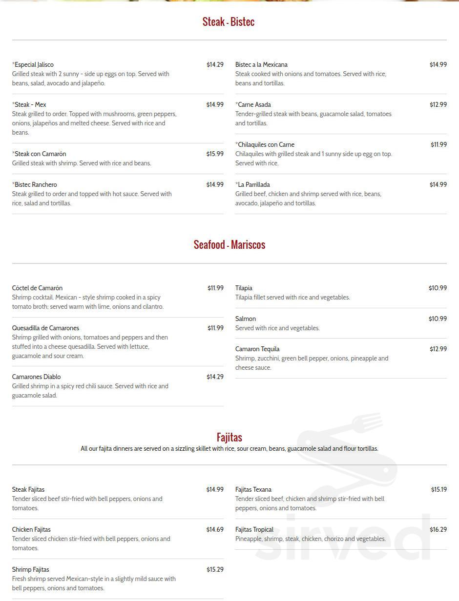 El Agave 5 Mexican Restaurant menus in Bristow, Virginia, United States