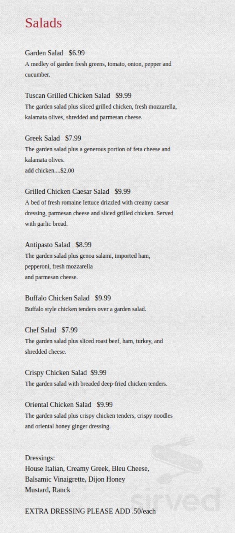 Louie's Pizza & Italian Grille menus in Raymond, New Hampshire, United