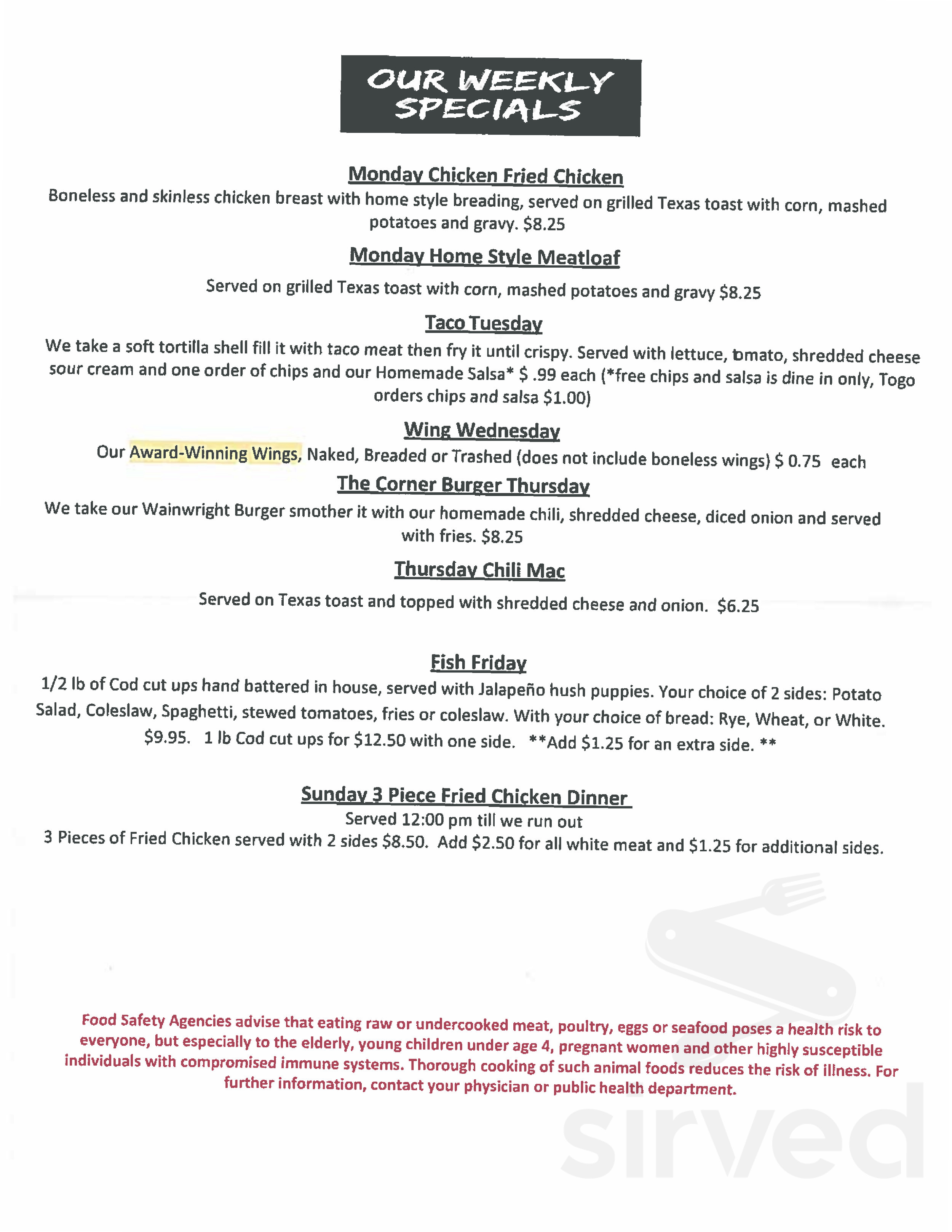 Corner Chill and Grill menu in Belleville, Illinois, USA