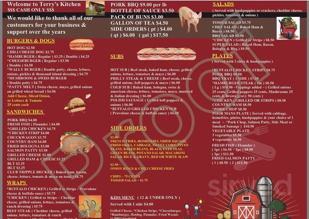 Terry's Kitchen menu in Midland, North Carolina, USA