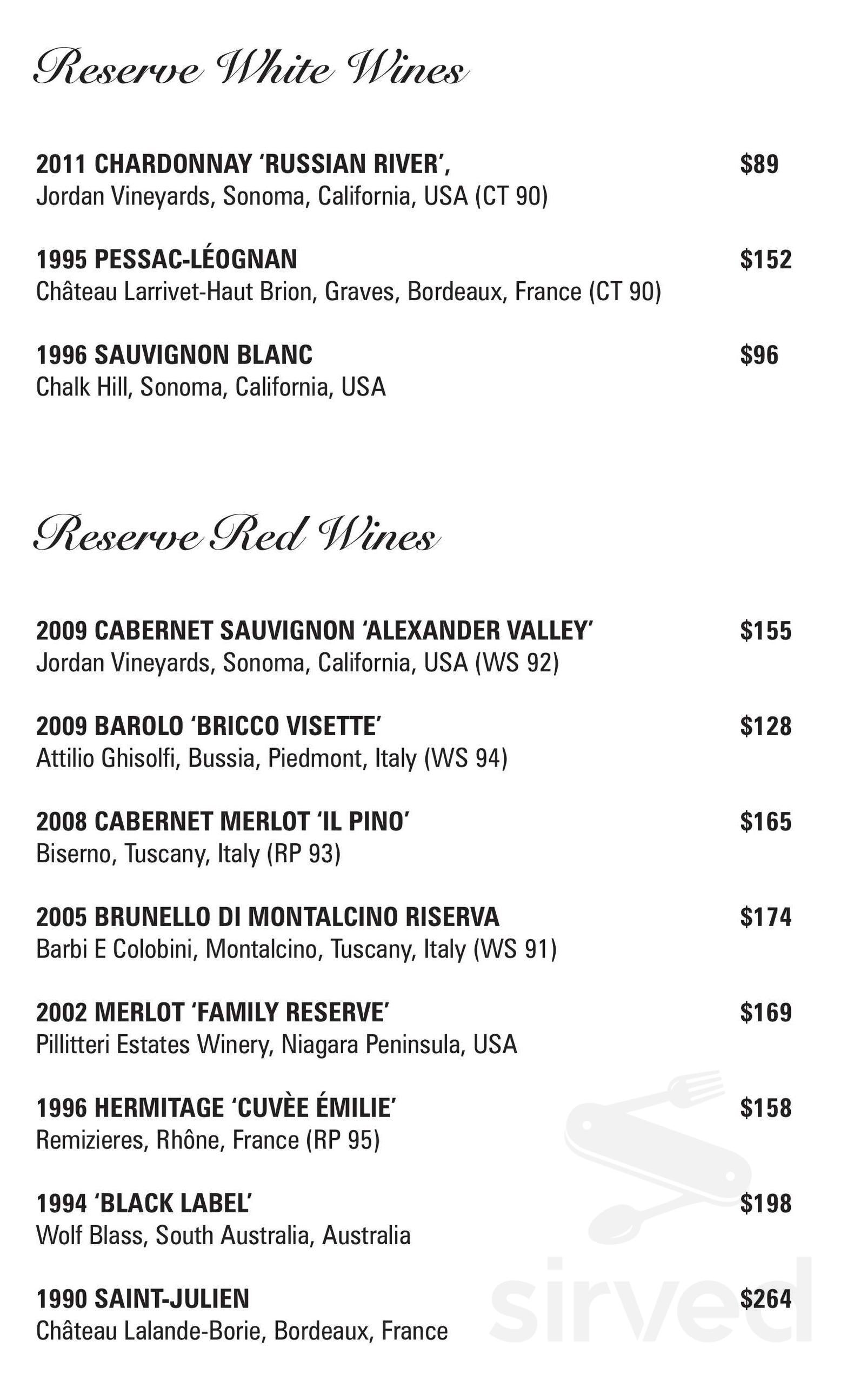 La Piazza Allegra drink menu in Hamilton, Ontario