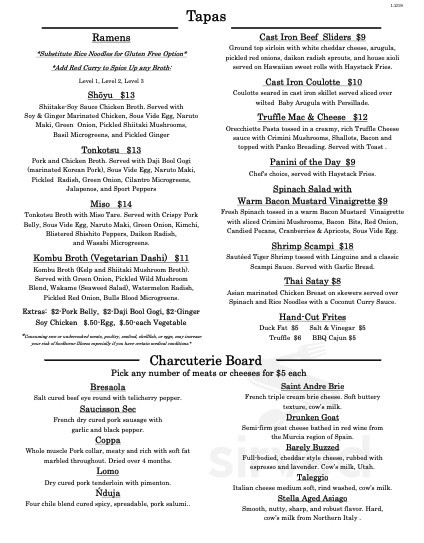 Three Rivers Brewstillery Lounge menu in Farmington, New Mexico, USA