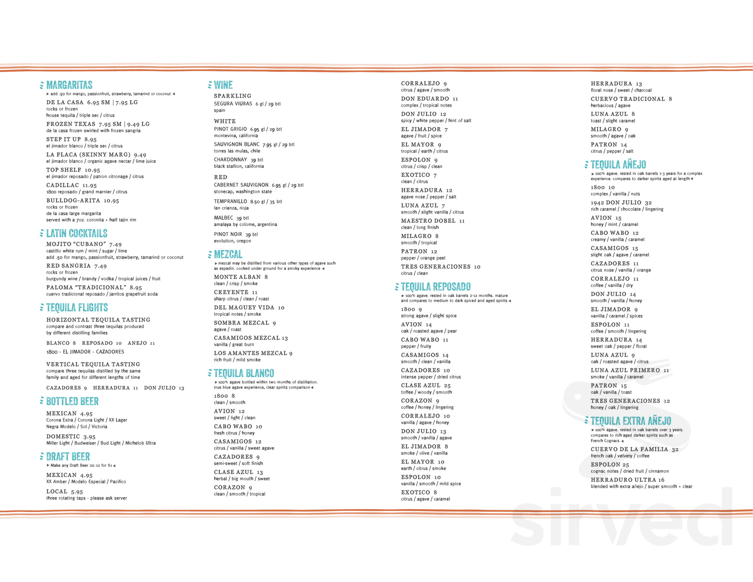 Que Onda Tacos + Tequila University City menus in Charlotte, North