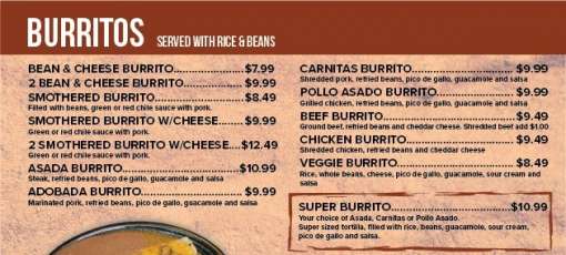 La Hacienda menu – SLC menu