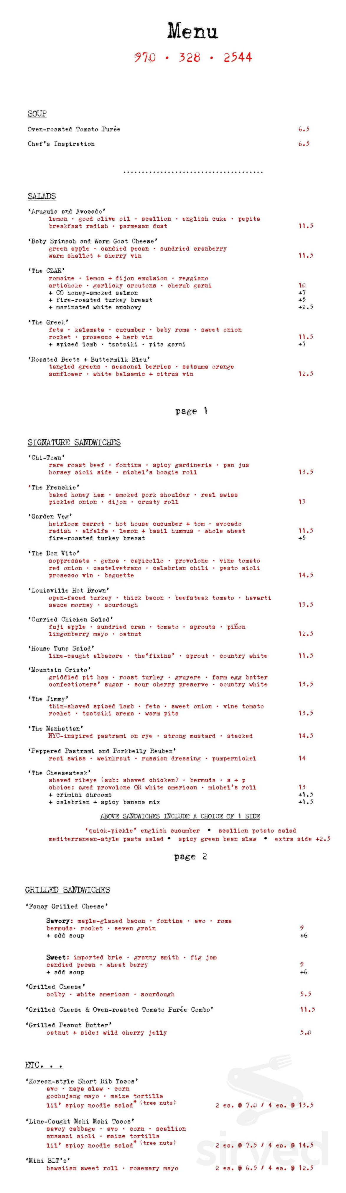 Pickled Kitchen Pantry Menu In Eagle Colorado USA