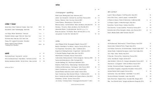 Momofuku Ssam Bar menu in New York, New York, USA