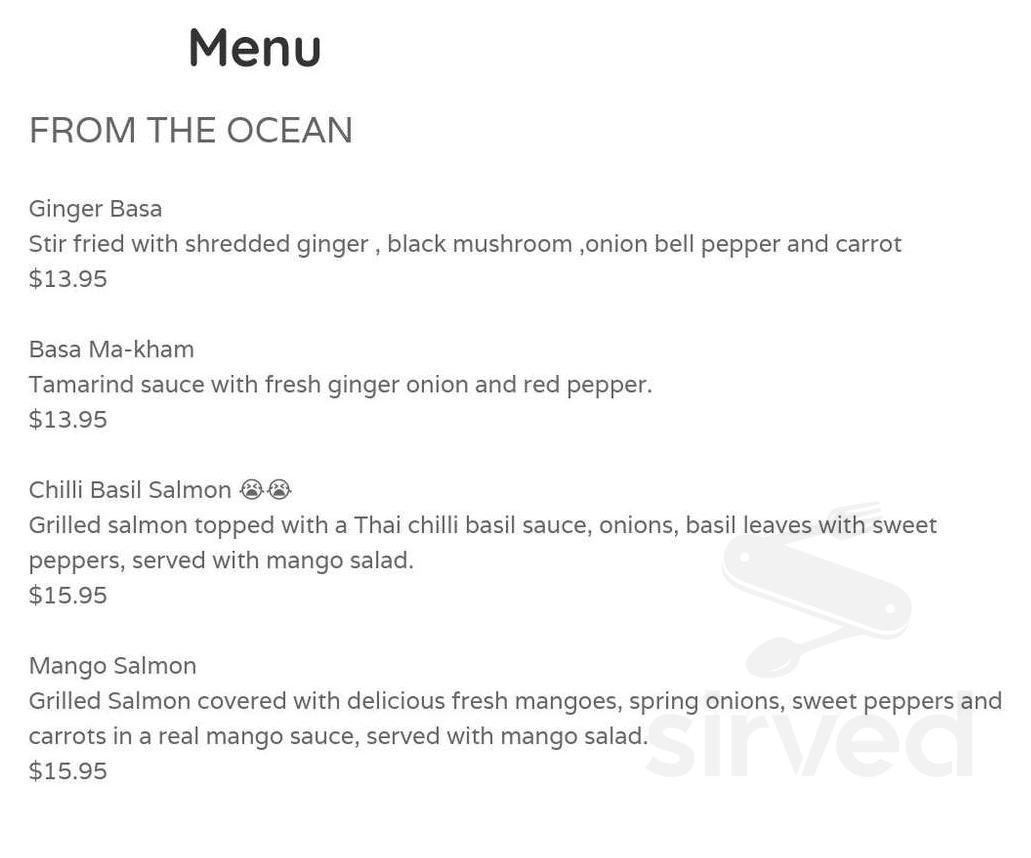 Port Perry Thai menu in Port Perry, Ontario