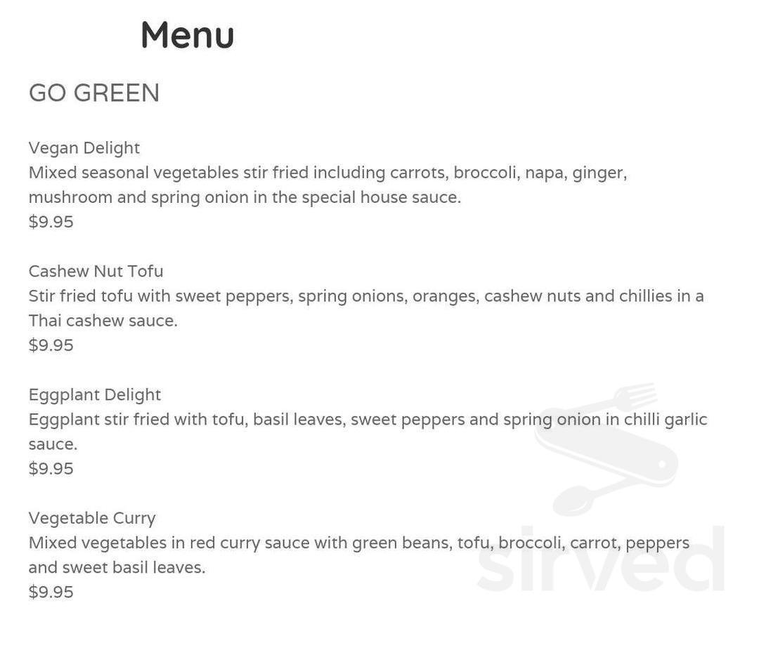 Port Perry Thai menu in Port Perry, Ontario