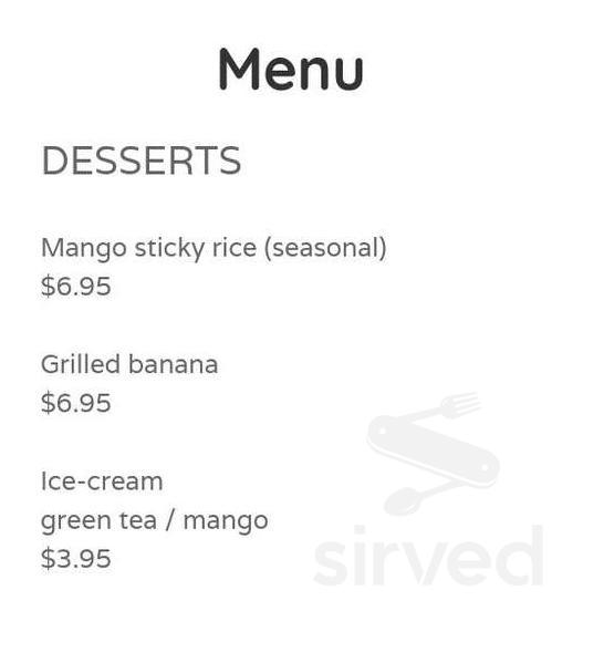 Port Perry Thai dessert menu in Port Perry, Ontario