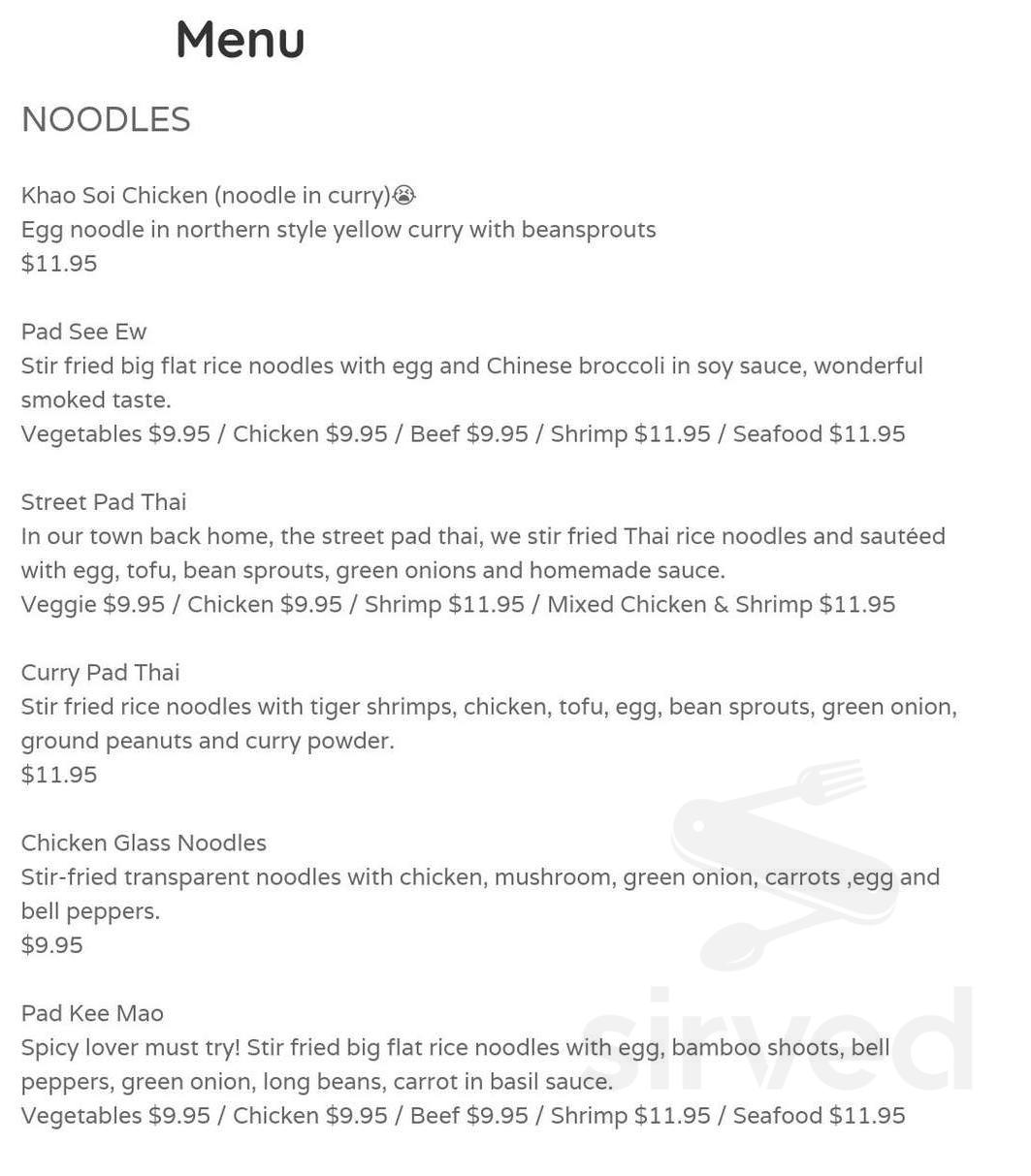 Port Perry Thai menu in Port Perry, Ontario