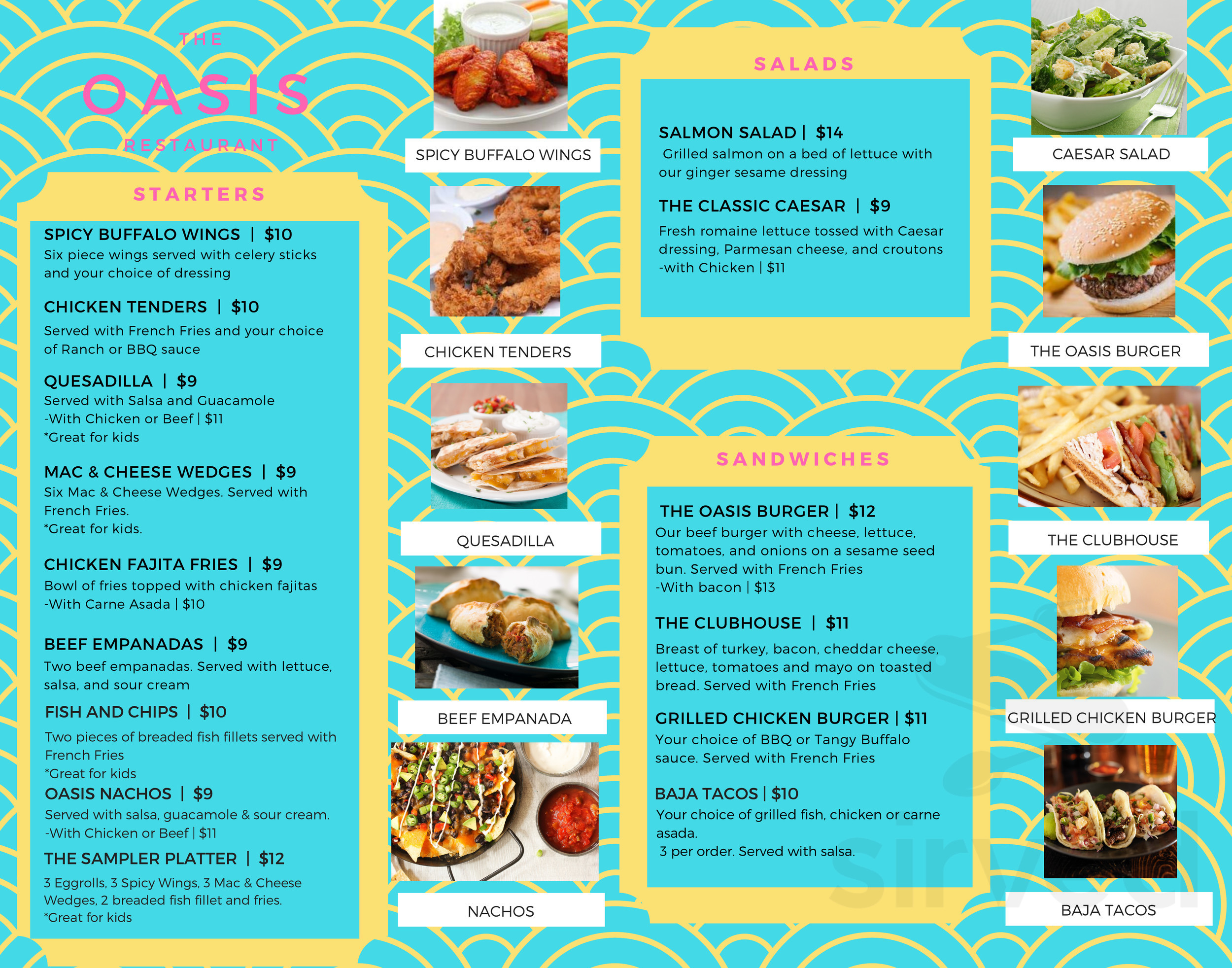 Oasis Restaurant Bar Menu In Montebello California USA