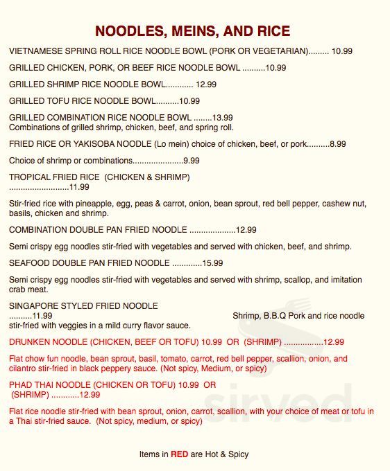 Asian Cafe & Grill menu in Loveland, Colorado, USA