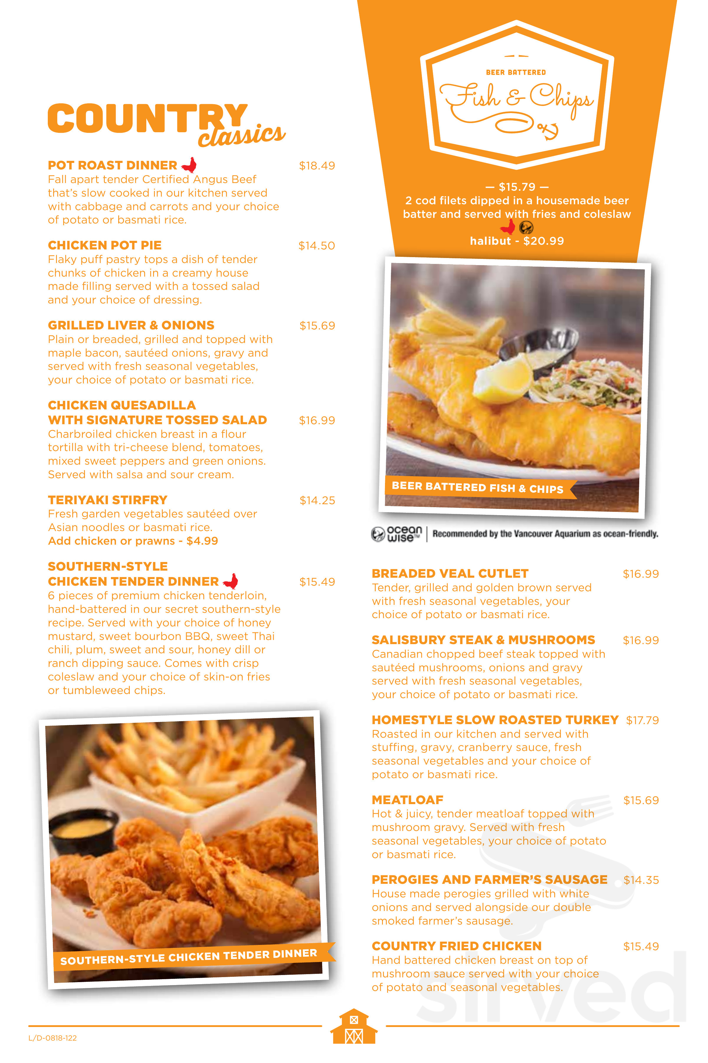 ABC Country Restaurant menus in Red Deer, Alberta, Canada