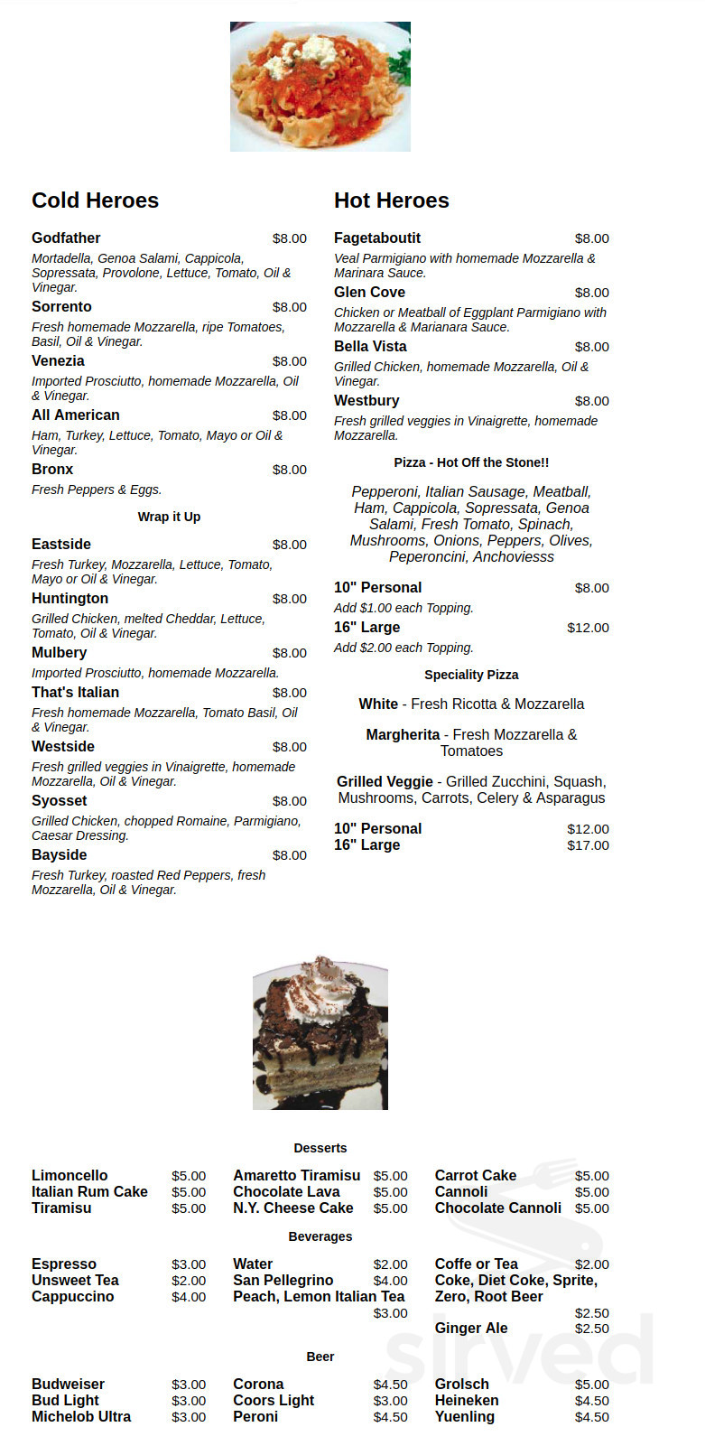 Menu - Fort Myers FL's Buon Appetito Café | Sirved