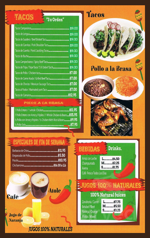 El Sabor Oaxaqueno menu in Asbury Park, New Jersey, USA