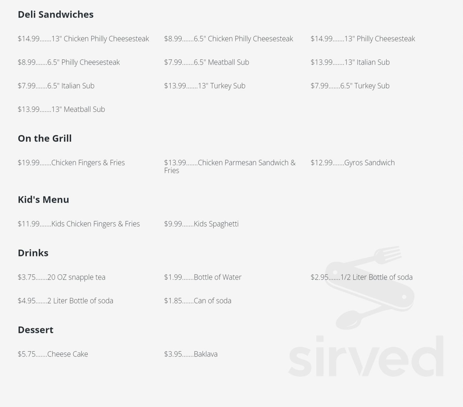 Double's Pizza menu in Alpharetta, USA