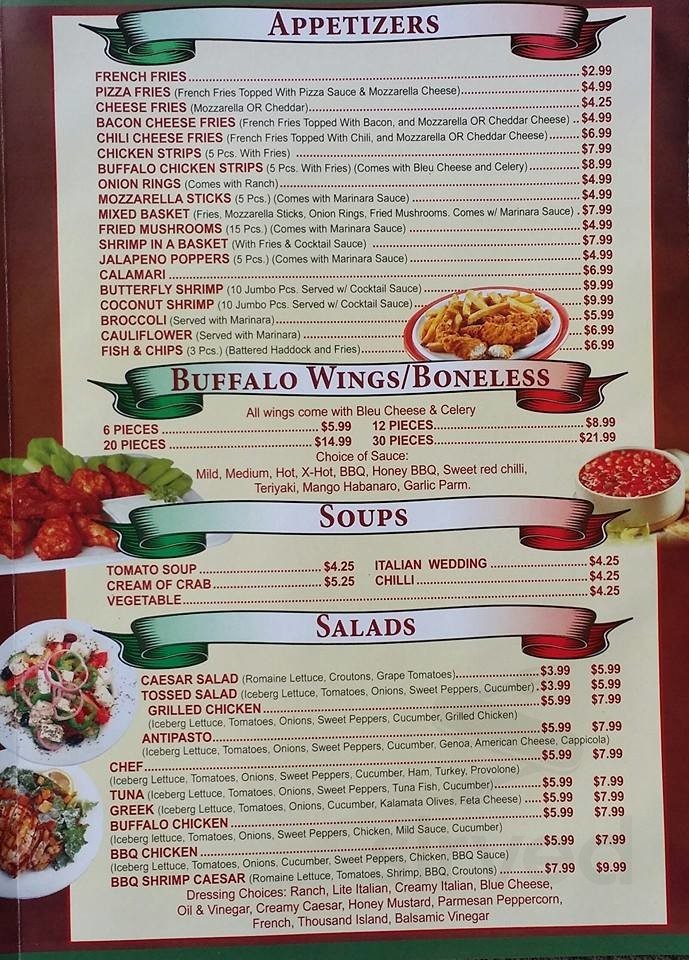 Pizzaiola menu in Leola, Pennsylvania