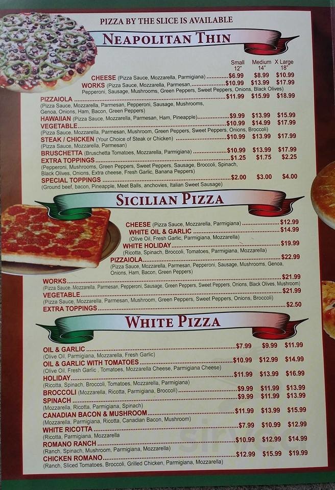 Pizzaiola menu in Leola, Pennsylvania