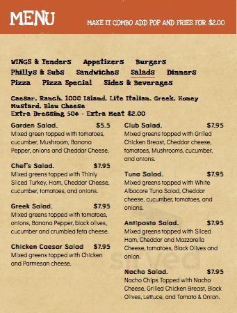 Wings N Things take out menu in Dexter, Michigan