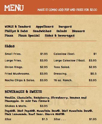 Wings N Things take out menu in Dexter, Michigan