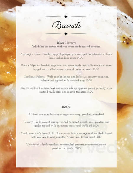 il tramonto ristorante now The Reserved Garden brunch menu in Temecula, California