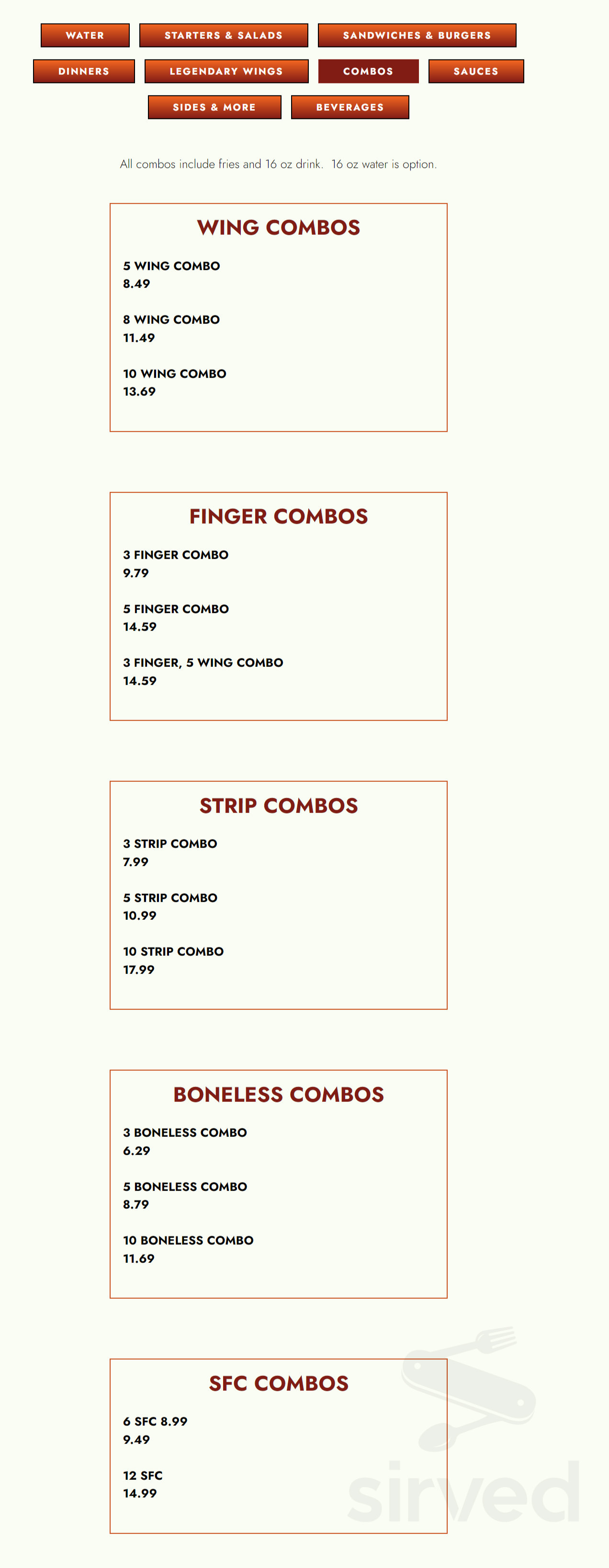 Francar's Buffalo Wings menu in Macon, USA