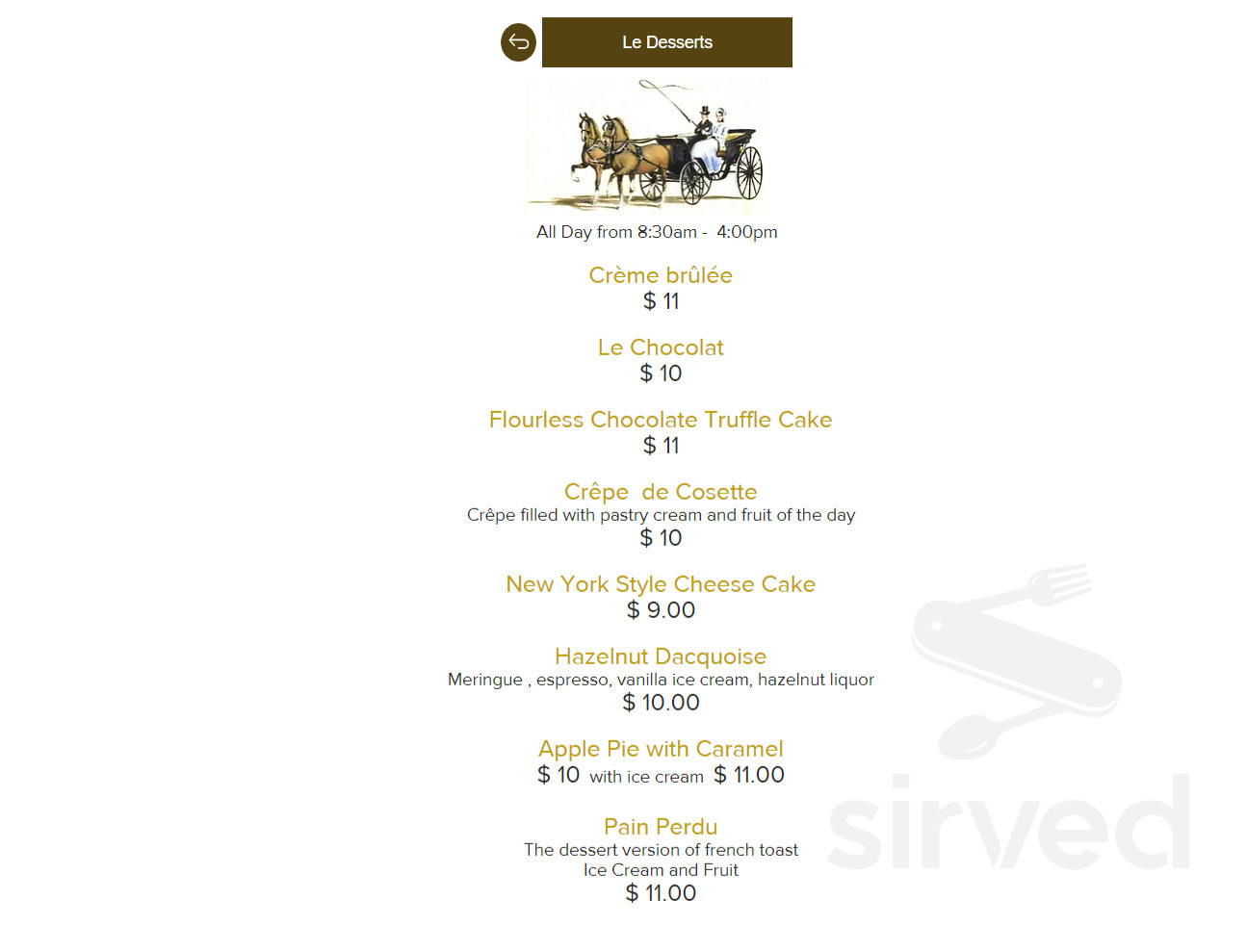 East Bay Meeting House Bar & Cafe menu in Charleston, South Carolina, USA