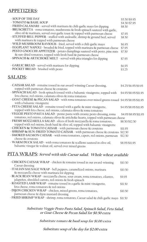 Louisiana Pizza Kitchen menu in New Orleans, Louisiana, USA